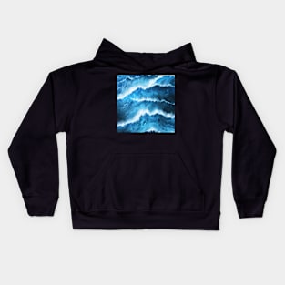 Hyperrealistic blue ocean waves Kids Hoodie